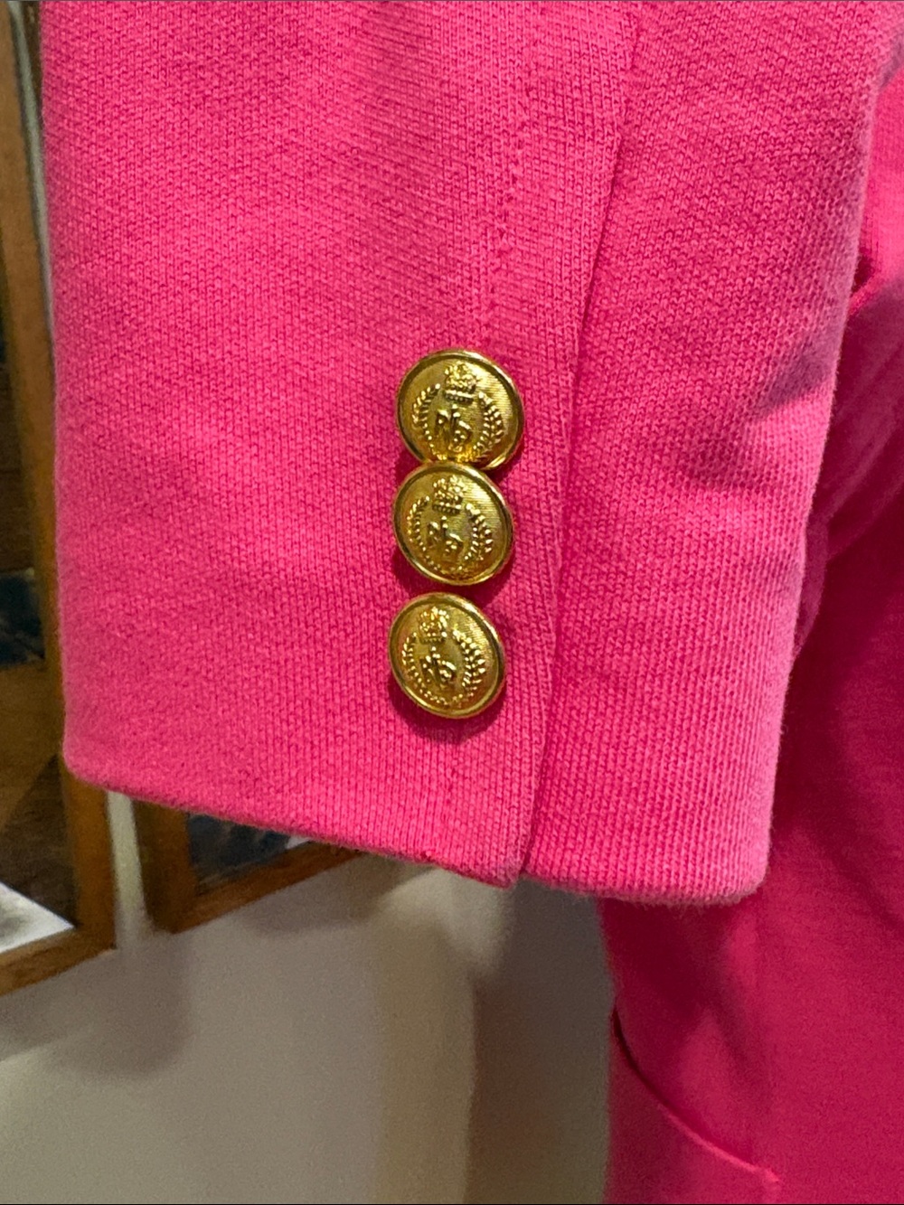 Vintage Ralph Lauren Sport Bright Pink Cotton Blazer Jacket with Crest 4 *As-Is* - Picture 6 of 16